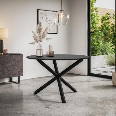 The Range Malvern Round Dining Table 4-6 Seater with Solid Black Oak Legs - Black