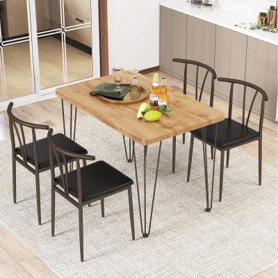 The Range 5-Piece Industrial Rectangular Kitchen Table - Brown