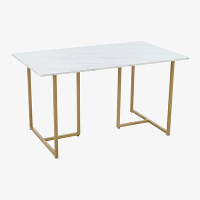 The Range Rectangular Modern Dining Table with L-shaped Support Legs - White