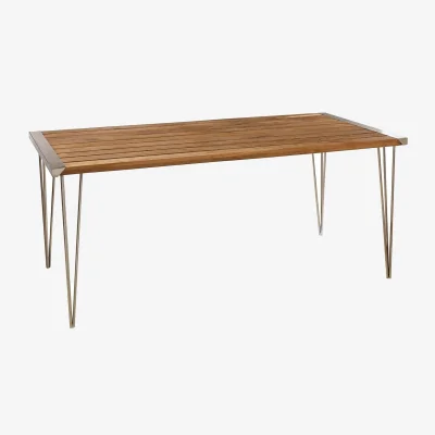 The Range Nandri Slatted Teak Wood Dining Table - Brown
