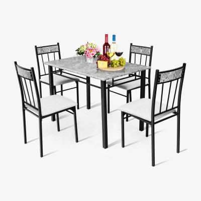 The Range Costway Marble 5-piece Kitchen Dining Set Dining table Set - Grey