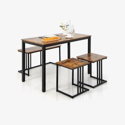 The Range Costway 4 Pieces Dining Table Set Rectangular Wooden Dining Table -  Rustic Brown
