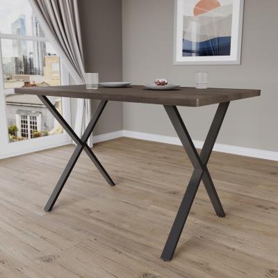 The Range Kitchen Dining Table with X Shape Legs - Walnut