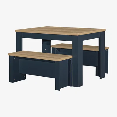 The Range Highgate Dining Table  Bench Set - Navy and Oak