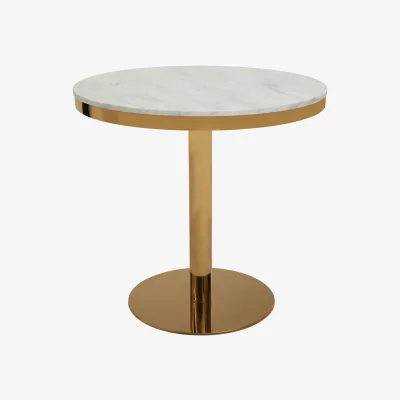 The Range Azalea Round Marble Dining Table With Gold Base - Gold
