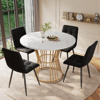 The Range Marble Pattern Kitchen Table with Metal Leg - White