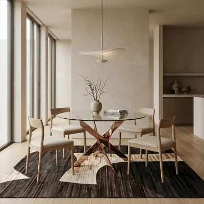 The Range Allure Round Dining Table with  Intersected Rose Gold Legs - Gold