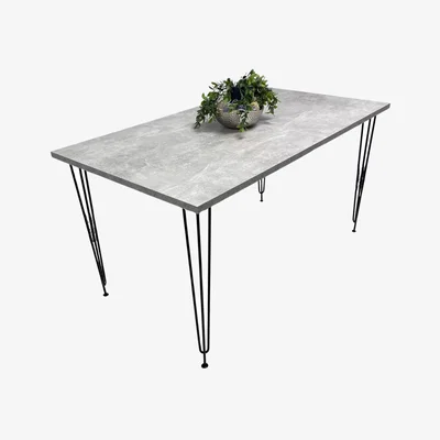 The Range Modern Rectangular Dining Table with Hairpin Legs - Grey