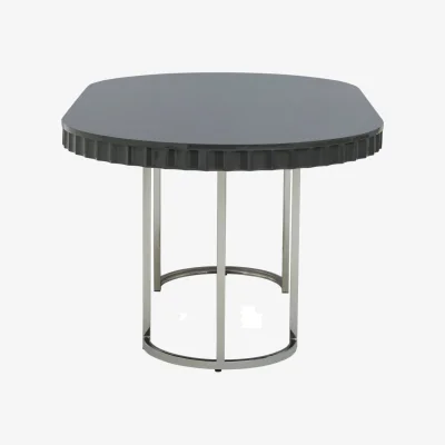 The Range Genoa Grey Gloss Finish Oval Dining Table - Silver