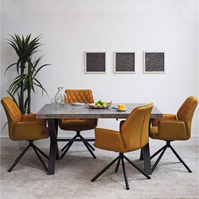 The Range Industrial Concrete Effect Dining Table - Grey / 190cm