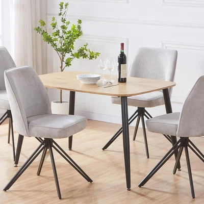 The Range Aspen Rectangular Dining Table with Black Metal Legs 120cm x 80cm   - Light Oak Effect
