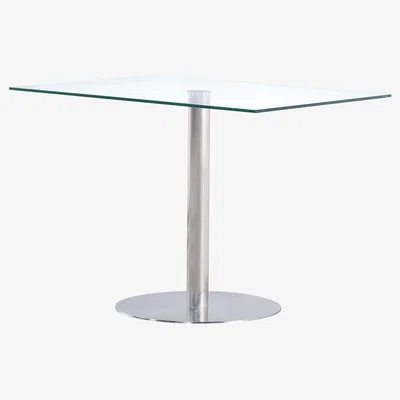 The Range Sephora 107cm Small Glass Dining Table - Silver