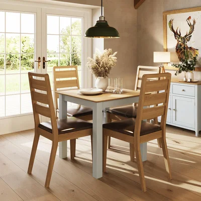 The Range Large Square Oak Compact Dining Table  - Linen