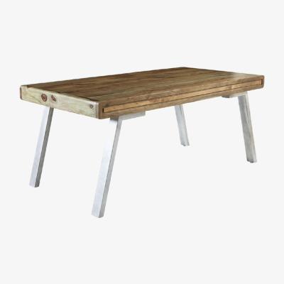 The Range Retro Wood and Metal Large Dining Table - Two-Tone