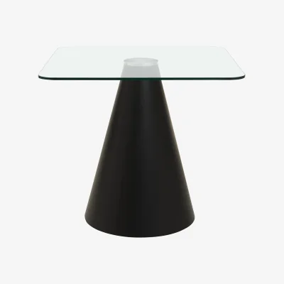 The Range Azalea Square Clear Glass Top Dining Table - Black