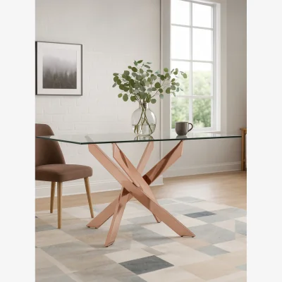 The Range Allure Rectangular Rose Gold Dining Table - Gold