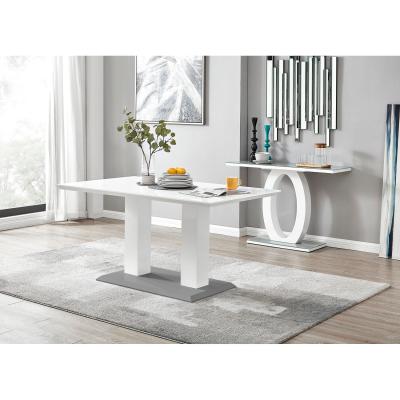 The Range Imperia WhiteGrey High Gloss Dining Table - White