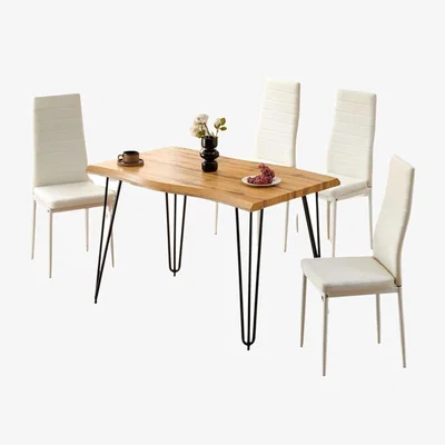 The Range Arizona Dining Table with 4 Chairs Set - White / 117cm