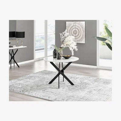The Range Novara 100cm White High Gloss Table (BLACK) - White