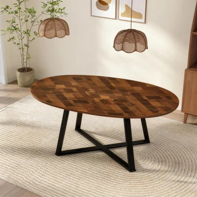 The Range Extendable Round Dining Table Dia 120cm-160cm - Brown