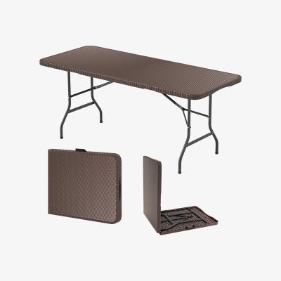 The Range 6FT Portable Folding Table Fold-in-Half Table - Brown