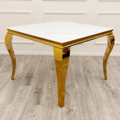 The Range Lilatte 1m Square Dining Table With Gold Curved Legs - Gold