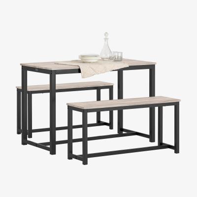 The Range Dining Set - Dining Table and 2 Benches - Neutral