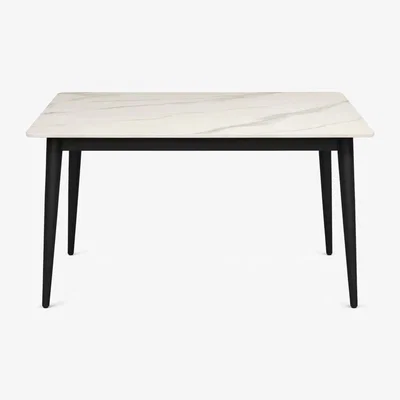 The Range Modern Marble Effect Rectangle Dining Table - Cream / Grey - Cream