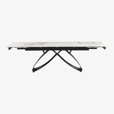 The Range Berrie Ceramic Sintered Stone Extending Dining Table in White - White