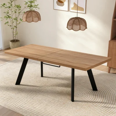 The Range Extendable Rectangle Dining Table 160CM-190CM - Bright Brown