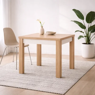 The Range Hjorring Small Extending Dining Table - White Gloss and Natural Oak - White and Natural