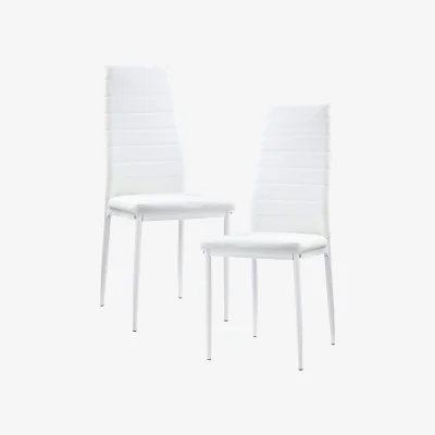 The Range Black Glass Dining Table With Set of 6 White Dining Chairs - Black
