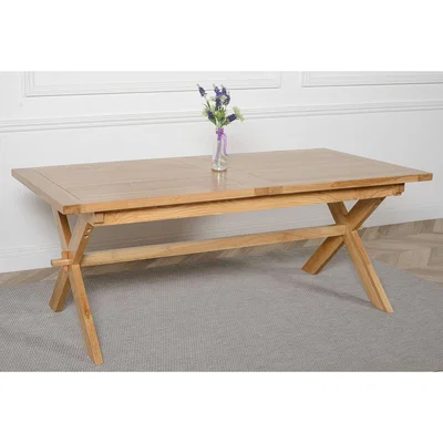 The Range Vermont 200 - 240cm Cross Leg Large Oak Extending Dining Table - Oak