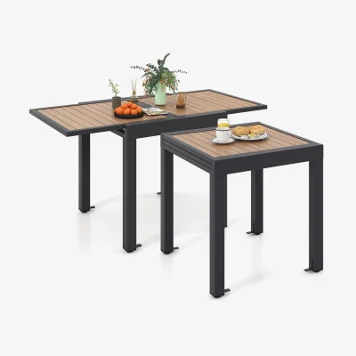 The Range Extendable Aluminum Patio Dining Table - Brown