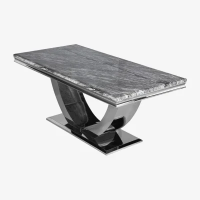 The Range Angel 1.6m Marble and Glass Rectangler Dining Table - Grey