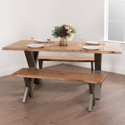 The Range Live Edge Collection Dining Table Rustic Furniture - Brown