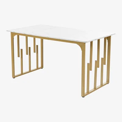 The Range Unique Metal Frame Rectangular Dining Table for Living Room - Gold