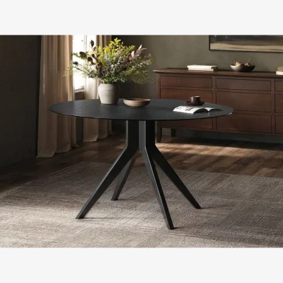The Range Emil Glass Dining Table Round Black - Black