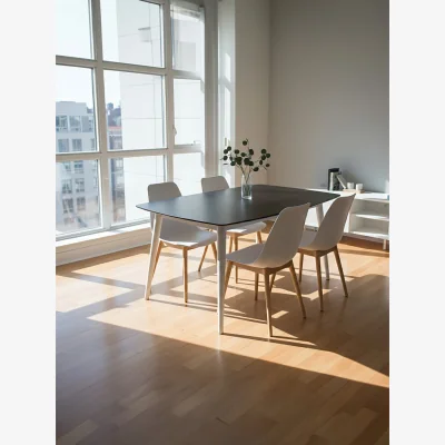 The Range Cassy Black Ash Veneer Dining Table - Black