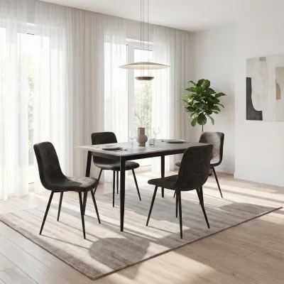 The Range FWStyle Cream or Grey Sintered Stone Dining Table Metal Legs - Grey