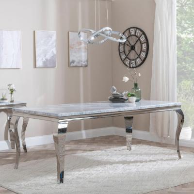 The Range Milan 6 Seater Grey Marble and Chrome Dining Table - 150cm x 75cm - Grey