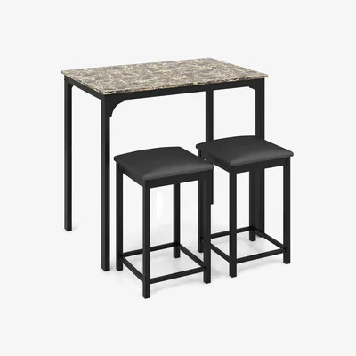 The Range 3 Pieces Dining Table Stool Set - Brown