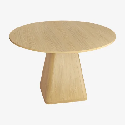 The Range Modern Solid Wood Round Dining Table with Pedestal Base - Oak