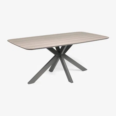 The Range Noah Rectangular Dining Table - Taupe & Weathered Oak