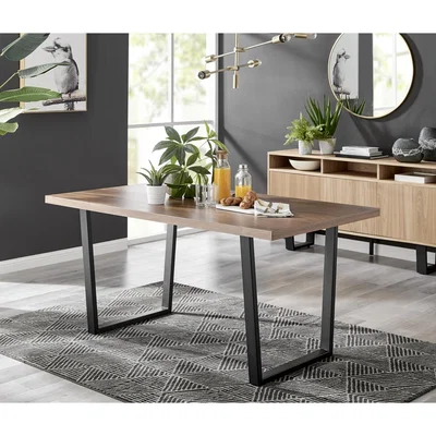 The Range Kylo 160cm Large Brown Wood Veneer Dining Table - Brown