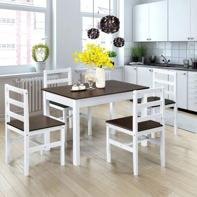 The Range Sturdy Wooden Dining Table with 4 Chairs - White and Brown
