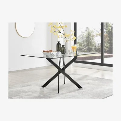 The Range Leonardo 6 Black Leg Dining Table - Black