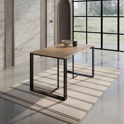 The Range Dining Table 140x80cm 4-Seater Particleboard with Metal Legs - Natural Oak
