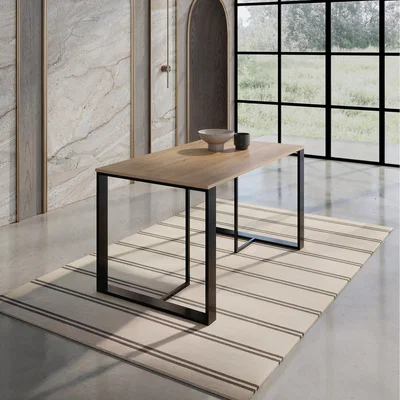 The Range Dining Table 140x80cm 4-Seater Particleboard with Metal Legs - Natural Oak