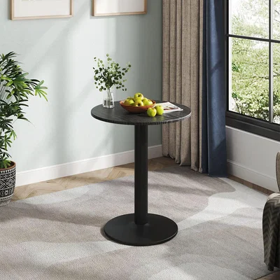 The Range Cafe Table with Metal Base - black / Round